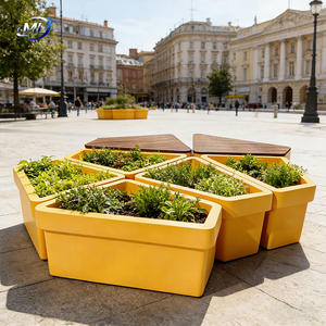 Macetas Trapezoidales Irregulares de Fibra de Vidrio, Bancas y Sillas de Madera para Plantar en Parques al Aire Libre y Plazas Comerciales - Product Image 2