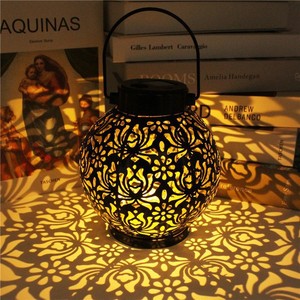 Linterna Solar para jardín, luz Led portátil para exteriores, lámpara de proyección de hierro resistente al agua para decoración de patio y jardín - Product Image 1