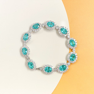 Nuovo Bracciale di Lusso 2026 a Forma di Uovo, Placcato Oro Paraba da 15 Carati, in Argento 925, Blu-Lago Verde, Gioielli da Donna per il Business - Product Image 2