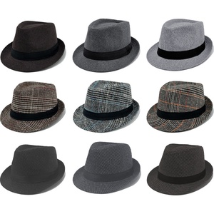 Chapeau Fedora Élégant pour Homme, Chapeau en Feutre de Laine Uni Vintage à Bord Court pour les Danses et les Fêtes - Product Image 1