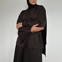 Ensemble Modeste Élégant Classique en Coton Tricoté à Manches Longues de Couleur Unie pour Femme, Fabrication Chinoise Willson, Vente en Gros