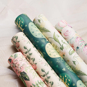 Toptan özel baskılı Logo hediye ambalaj kağıdı hediye için Vintage kore ambalaj kağıdı - Product Image 4