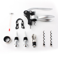 Coffret en cuir 9 pièces : Kit tire-bouchon à levier, tire-bouchon vertical 2027, cadeaux promotionnels, pour cadeau de mariage, ensembles d'ouvre-bouteilles à vin