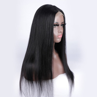 Perruque de luxe 4*4 en soie, cheveux humains brésiliens, texture lisse Remy 9A, longue, installation sans colle, vente en gros