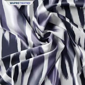 Fashion kasual kain kustom tekstil 100 poliester mendukung kain tenun pria cetak zebra untuk kain poliester