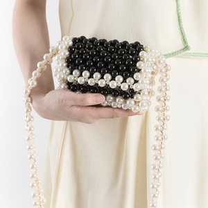 Monederos y bolsos de lujo para mujer, bolso de mano de noche con cuentas a la moda, bolsos de hombro tipo bandolera con cadena de perlas para mujer - Product Image 3