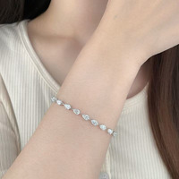 Bracelet délicat et élégant en or blanc 18 carats avec diamants de laboratoire, serti en griffes, pour femme, bijoux de mode, vente en gros, design raffiné