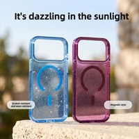 Coque magnétique antichoc scintillante en TPU+PC pour iPhone 17 18 Pro Max, compatible avec la recharge sans fil, vente en gros