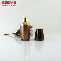 Emballage de luxe pour soins de la peau récipient cosmétique vide en plastique acrylique flacons pulvérisateurs bouteille à pompe de couleur brune pour sérum lotion