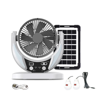 Kipas Meja Surya Mini Portabel 6 Inci Dengan Lampu LED untuk Penggunaan di Rumah, Kantor, dan Luar Ruangan