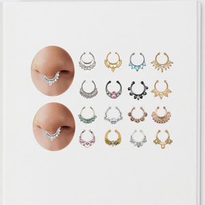 Faux <span class=keywords><strong>piercing</strong></span> de septum pour femme, anneau de nez, <span class=keywords><strong>bijoux</strong></span> de corps tendance, acier inoxydable, faux <span class=keywords><strong>piercing</strong></span>, <span class=keywords><strong>bijoux</strong></span> de nez indien - Product Image 3
