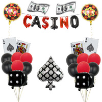 Ensemble de décoration de fête d'anniversaire sur le thème du casino avec des ballons de style Las Vegas à motifs de dollars pour la fête des pères sur le thème du poker