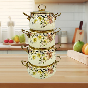 Ensemble de casseroles <span class=keywords><strong>en</strong></span> émail de haute qualité de style français Boyang, 4 pièces, ustensiles de cuisine, marmite - Product Image 3
