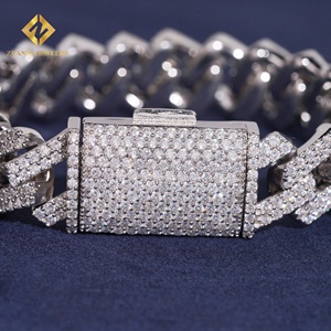 Zuanfa Jewelry Lab Grown Diamond Bracelet Popular 15mm Cuban Chain Cuban Link Chain Necklace Bracelet <b>Men</b> Iced Out Diamond 925 - Product Image 5