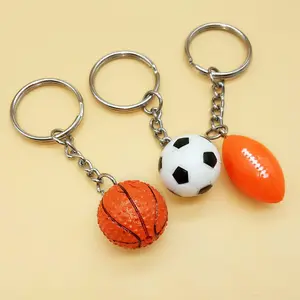 Wholesale Custom Plastic Soccer Rugby Keyring Handball Pendants Basketball Keychain for Creative Gifts