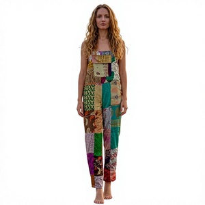 Nouvelle Combinaison Longue Femme Tendance Taille Haute Style Saree Vintage Ethnique Indien Fusion Bohème 100% Soie Col Carré Été - Product Image 1