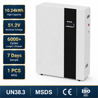 Batterie solaire LiFePO4 murale résidentielle 51,2 V 100 Ah/200 Ah, alimentation de secours hybride pour système de stockage d'énergie hors réseau