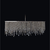Plafonnier LED rectangulaire à chaîne en cristal gris fumé, luminaire décoratif de plafond, vente en gros