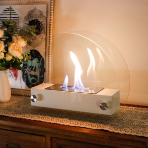 <span class=keywords><strong>Cheminée</strong></span> élégante de table blanche au bioéthanol <span class=keywords><strong>Cheminée</strong></span> décorative d'intérieur à <span class=keywords><strong>petit</strong></span> foyer au design rond unique en verre - Product Image 2