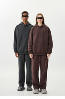 Ensemble sweat à capuche homme et pantalon de survêtement évasé Y2K vintage streetwear, avec logo imprimé en relief 350 g/m² de haute qualité, pour l'hiver, en tissu tissé
