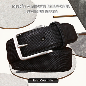 Vintage Trend Embossing Cow Hide Leather <b>Belt</b> <b>for</b> <b>Men</b> Genuine Casual Jeans <b>Belt</b> with Alloy <b>Buckle</b> - Product Image 2