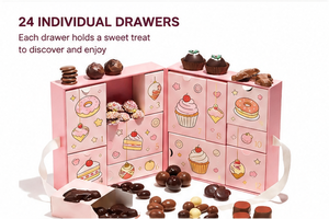 Chocolate Advent <b>Calendar</b> with 24 Compartments Pink Holiday Countdown Gift Box for Kids Adults and Family Christmas Gifts - Product Image 2