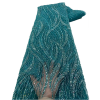 Dentelle française perlée NI.AI avec des paillettes brodées, des perles et des paillettes, tissu en dentelle pour robe de mariée