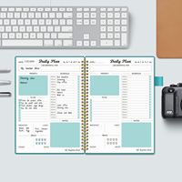 Agenda quotidien non daté, carnet de liste de tâches avec calendrier horaire, repas, organiseur d'appointements en spirale, carnet pour homme/
