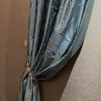 Tissu jacquard teint en fil de haute précision, style rétro simple, motif feuilles bleu profond, tendance 2022, pour vêtements et rideaux