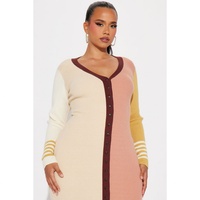 Vestido Midi Casual de Otoño de Alta Calidad, Económico, Vintage, Minimalista, con Cuello en V, Diseño de Parches en Contraste de Color, Corte Ajustado y Elegante