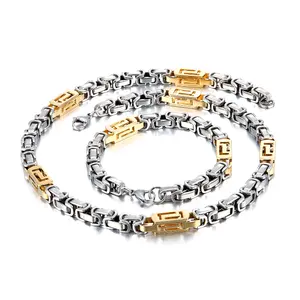 Популярное толстое ожерелье из нержавеющей стали, золотое и черное ювелирное ожерелье, индивидуальная цепочка, однотонное мужское ожерелье ручной работы двух цветов