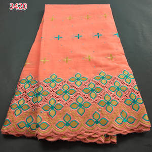 3420 Tela <span class=keywords><strong>de</strong></span> Algodón Bordada Lafaya en Existencia, Encaje Suizo <span class=keywords><strong>de</strong></span> Algodón Lafaya para Vestidos <span class=keywords><strong>de</strong></span> Fiesta Aso Obi Senegal - Product Image 4