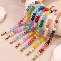 Pulsera de cuentas de piedras preciosas de acero inoxidable con diseño de arcoíris, hecha a mano, estilo INS, para mujer