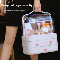 Boîte de rangement de maquillage rotative anti-poussière de style moderne avec tiroir couvercle transparent grand organisateur boîte de rangement de cosmétiques