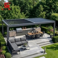 Pergola de jardin extérieure en aluminium, imperméable et écologique, avec commande électrique et éclairage LED, vente directe usine
