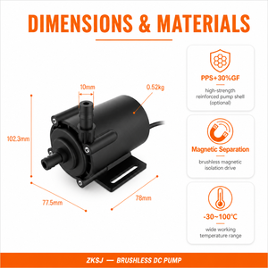 Pompe à eau CC sans balais 12V 24V, pompe centrifuge submersible à haute pression pour circulation solaire, étanche IP68 pour chauffe-eau solaire - Product Image 2