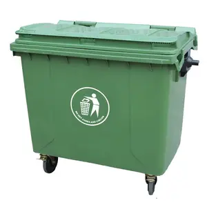 4 عجلة بن 1100 لتر كبير في الهواء الطلق سلة القمامة البلاستيك القمامة مزبلة الأخضر اللون سلة القمامة basureros