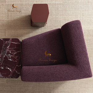Ensemble modulaire de luxe personnalisé, sectionnel, couleur vin rouge, moderne, écologique, rembourré en éponge, pour appartement, villa, salon, courbé - Product Image 3