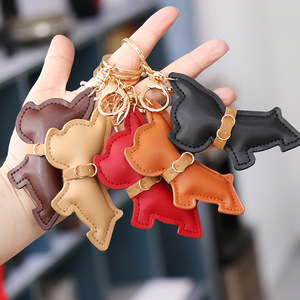 Nouveau porte-clés en cuir avec pendentif de chien de dessin animé mignon, porte-clés en acier inoxydable, ornement de sac, ornement de voiture, logo personnalisé, cadeau pour les couples - Product Image 2