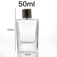 Vente en gros de flacons carrés polis personnalisables de 50 ml et 100 ml avec couvercle, flacons de parfum personnalisables avec étiquettes et boîtes d'emballage