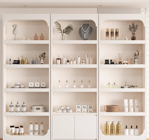 Étagère de présentation en bois blanc pour magasin de détail, cosmétiques, bijoux, salon de beauté - Product Image 2