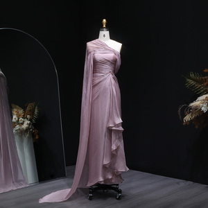 Sharon Said SF199 Elegant <strong>Lilac</strong> One-Shoulder Evening <strong>Dress</strong> with Draped Cape Arabic <strong>for</strong> <strong>Women</strong> Wedding <strong>Dress</strong> Gown - Product Image 1