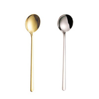 Großhandel Gold Silber Edelstahl Kleine Runde Kaffee-Dessert-Rührlöffel für Café Hotel Restaurant