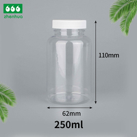 Flacon vide personnalisé de 250 ml pour capsules, granulés et bonbons de compléments alimentaires