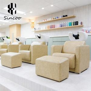 Chaise de lavage de cheveux haut de gamme moderne avec pédales et bassin en céramique pour salon de coiffure - Product Image 6
