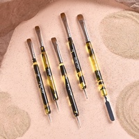 Pinceau professionnel 2-en-1 de luxe en poils de Kolinsky avec manche en acrylique, double embout, pour nail art et outil de peinture à points