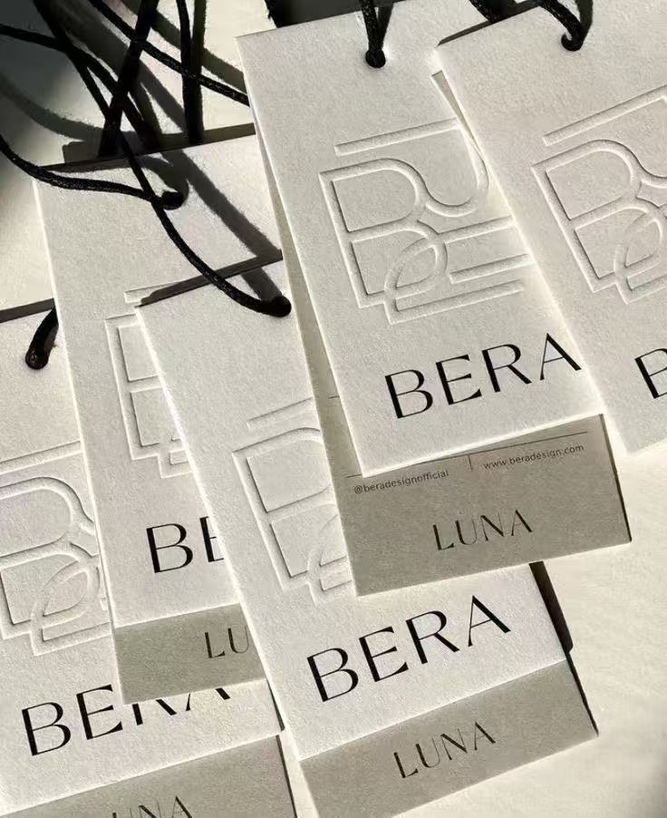 Hot Sale Custom Paper Hang Tags for Clothes Shoes Bags Made with Fabric Name New Clothing Labels and Tags