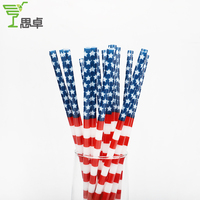 Pailles à boire en plastique PP écologiques réutilisables sur mesure avec impression en plastique rigide, design drapeau américain et option de logo personnalisé
