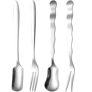 Портативный мини-набор из нержавеющей стали для приготовления чая, кофе, десерт, фруктовая вилка, ложка для мороженого - Product Image 2