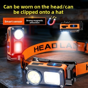 Lampe frontale LED rechargeable 500 lumens avec capteur de mouvement, contrôle par ondes, lampe frontale COB, clip magnétique pour casquette, USB-C, <span class=keywords><strong>camping</strong></span>, pêche, randonnée - Product Image 4